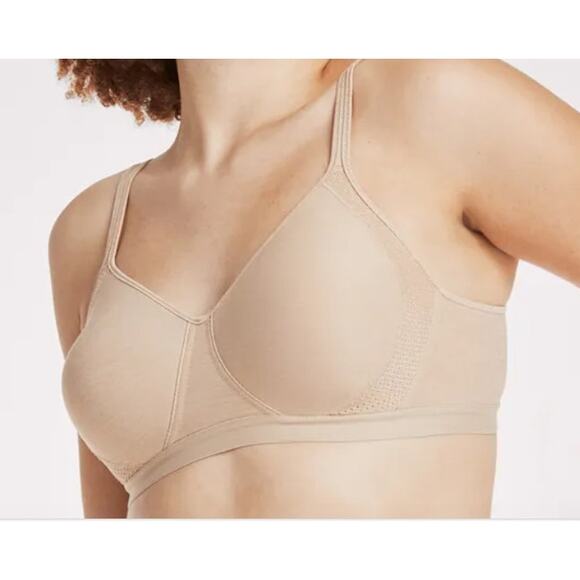 New NWT Hanes Cool Temp Wireless T-Shirt Bra Pink Large - Picture 1 of 10